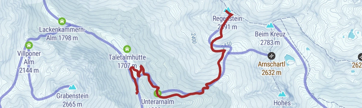 Route map: Skitour Regenstein 2.891m